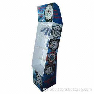 POP cardboard floor display, eco-friendly material and printing/strong, stable, easy to assemble